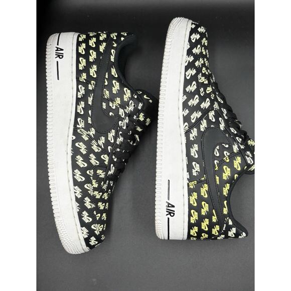 Size 9.5- Nike Air Force 1 \'07 QS Low All Over Logo Black main image 5